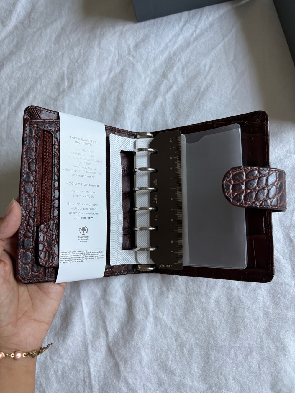 Filofax chestnut Croc Leather Pocket Organiser - Picture 4 of 4